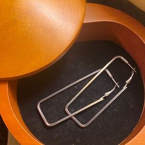 Silver Rectangular Hoop Earrings